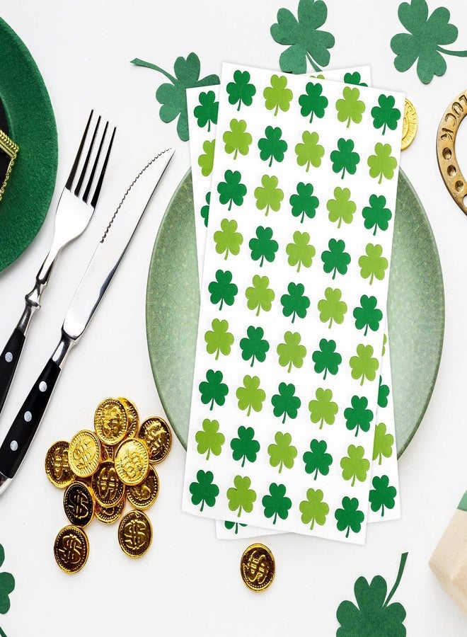 وولاين مجموعة مناديل واين لعيد القديس باتريك، ٥٠ قطعة، مناديل ورقية خضراء بنقشة البرسيم الأيرلندي، للاستخدام مرة واحدة، مثالية لتزيين مائدة الطعام في المطبخ أو المنزل أو الحفلات. - Image 5